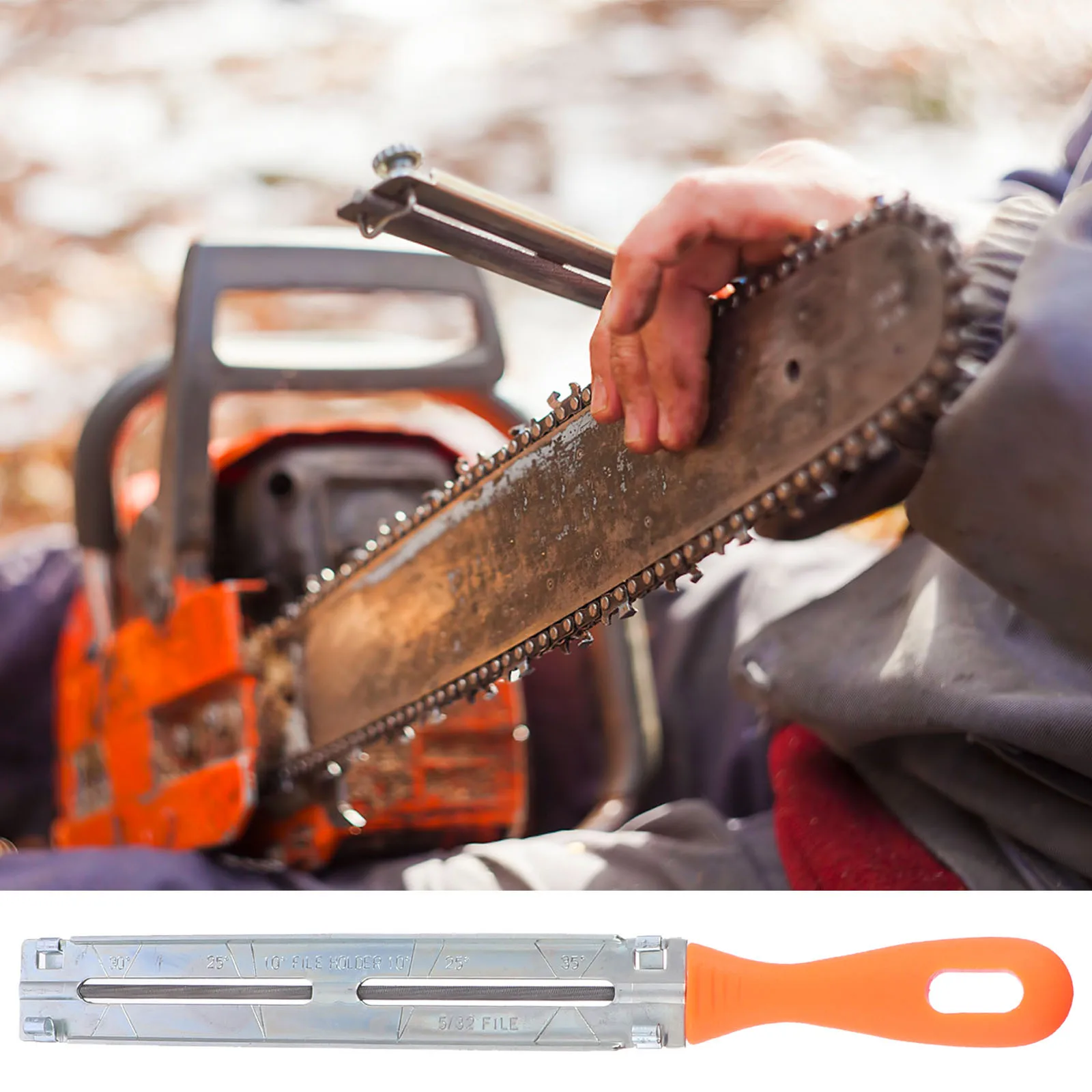 

1Set Chainsaw Sharpening File Kit Heavy Duty Handle Quick Sharpening Chainsaw File Tool Woodworking Sharpener Set