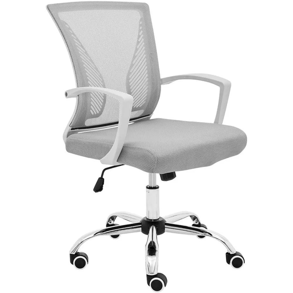 Game Chair Special 10.6D X 22.8W X 23.2H Inch Modern Home  Mid-Back Office Chair - White/Gray Computer Armchair Gaming Desk