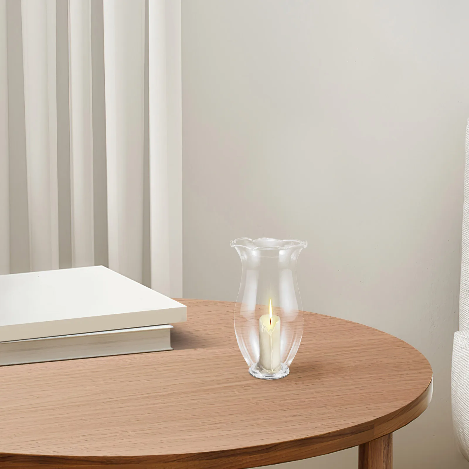 

Clear Cylinder Glass Hurricane Holder Windproof Pillar Stand Wedding Party Table Decor Small Vase