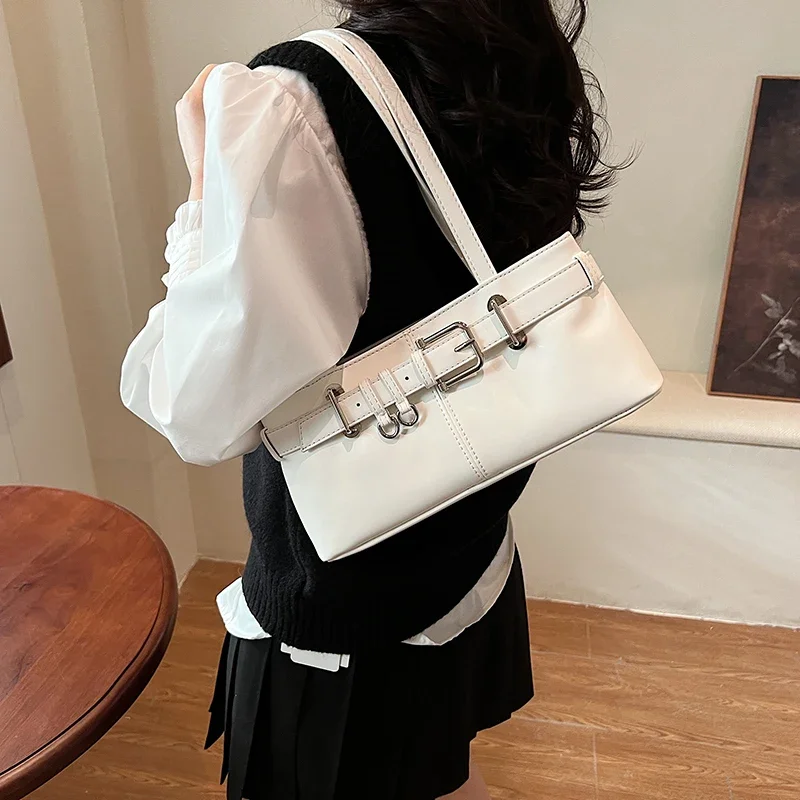 LEFTSIDE Small PU Leather Solid Color Underarm Bags for Women 2024 Y2K Ladies Shoulder Bag Females Handbags and Purses Tote Bag image 3