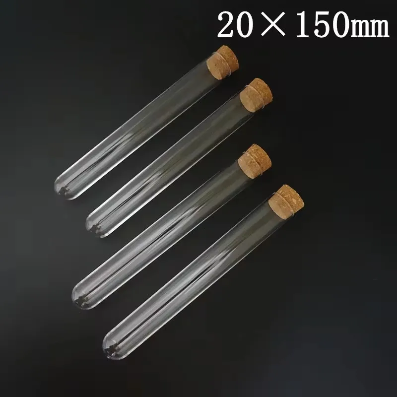 Test Tubes Length 60mm To 180mm Transparent Laboratory Clear Plastic With Corks Caps School Lab Supplies Wedding Favor Gift Tube