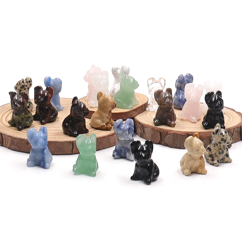 

12pcs Natural Crystal Bulldog Carving 1 Inch Animal Figurine Healing Stone Reiki Energy Chakra Home Decor Pet Gift Collection