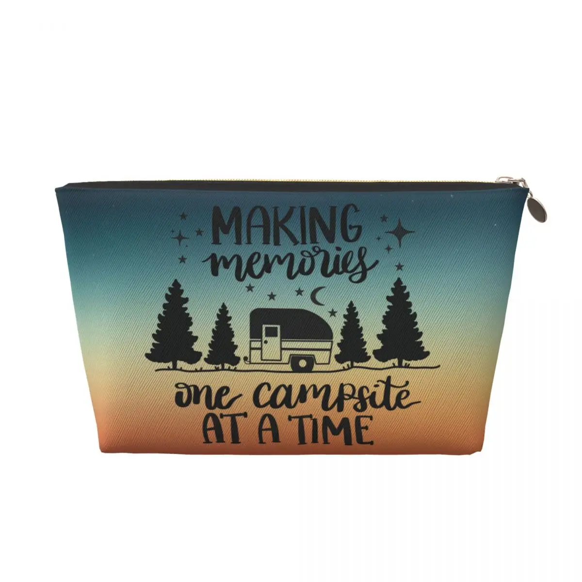 Custom Happy Camping Adventure Campers Toiletry Bag Women Makeup Cosmetic Organizer Lady Beauty Storage Dopp Kit Box