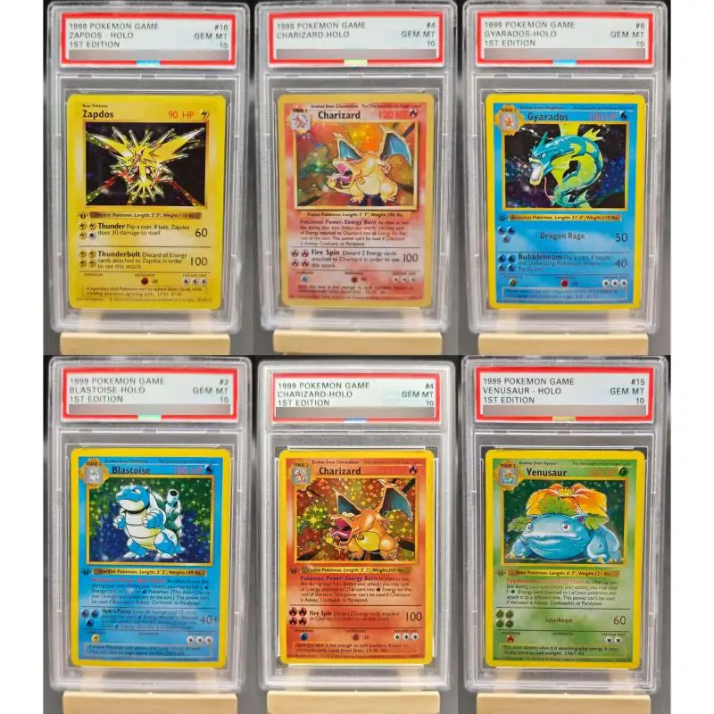 DIY 1ST Venusaur Charizard Blastoise Gyarados Englische Bewertungskarten Kopie Version Klassische Anime Sammelkarten Spielzeug