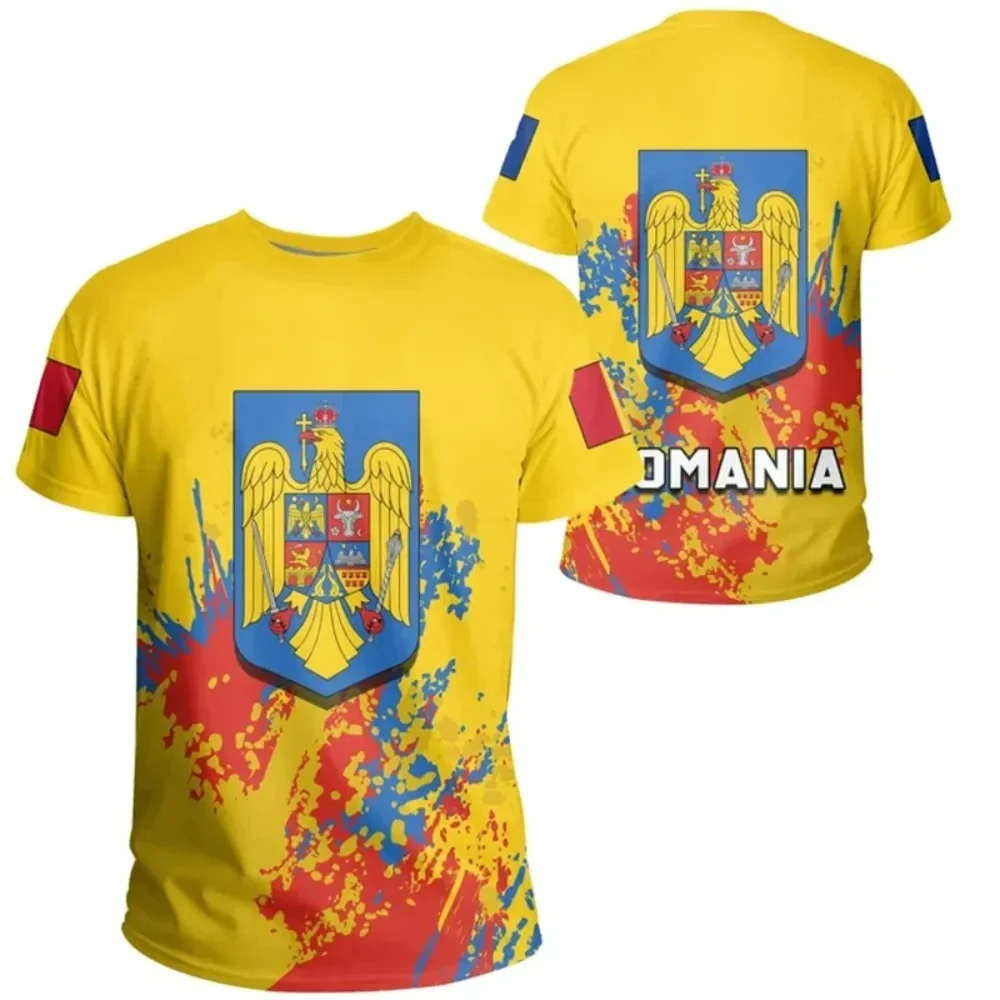 New Summer Women Men Fashion T-shirt Romania National Flag Print Tops Tees Male Short Sleeve Clothing Casual Streetwear