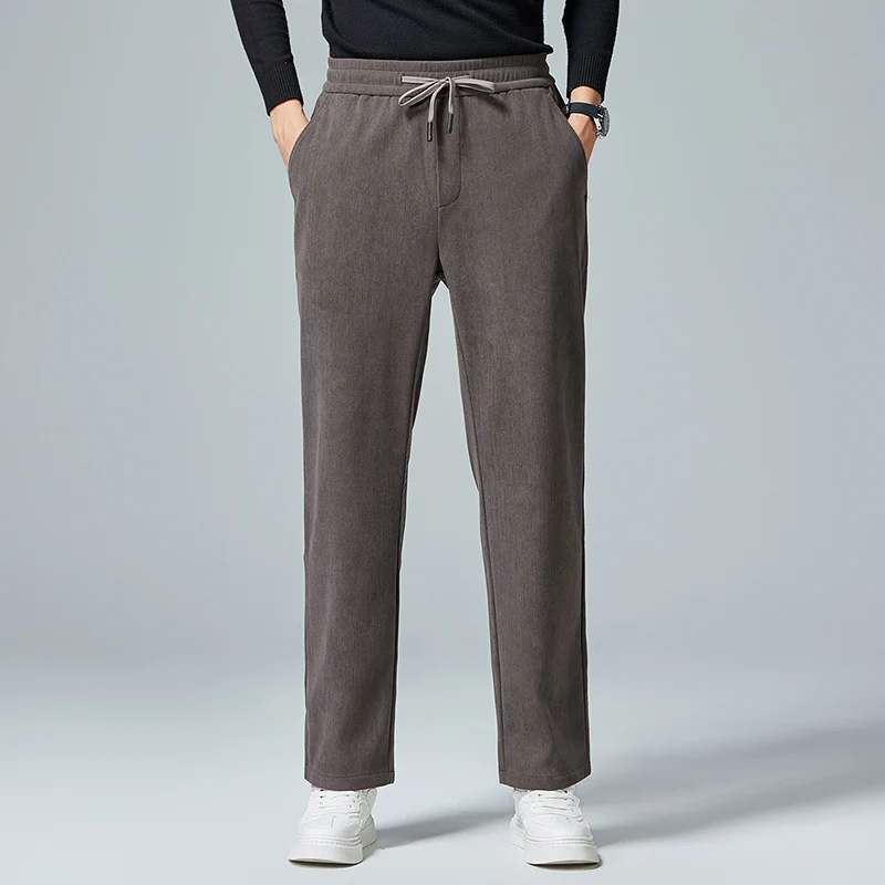 

Corduroy Mens Pants Solid Color Casual Sweatpants Loose Drawstring Joggers Sportswear Elastic Waist Black Pants