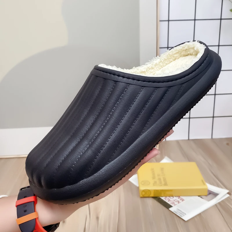 Men'S Cotton Slippers New Fashion Winter Slippers Men Men Thick Sole Indoor Home Warm Couples Shoes Non-Slip Flat Platform