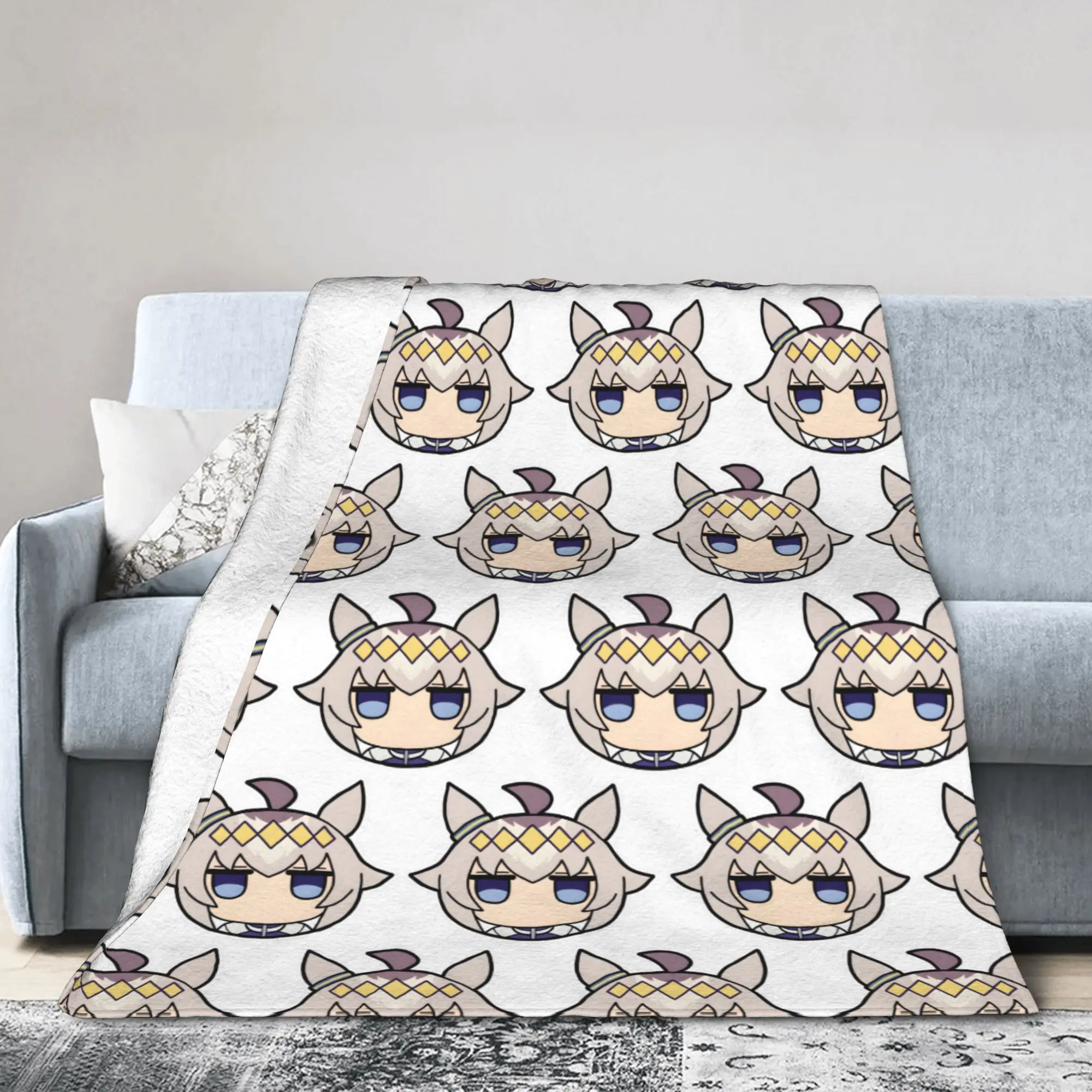 Oguri Cap Chibi UmaMusume Pretty Derby Blanket Flannel Spring/Autumn Breathable Soft Throw Blanket for Bed Bedroom Rug Piece