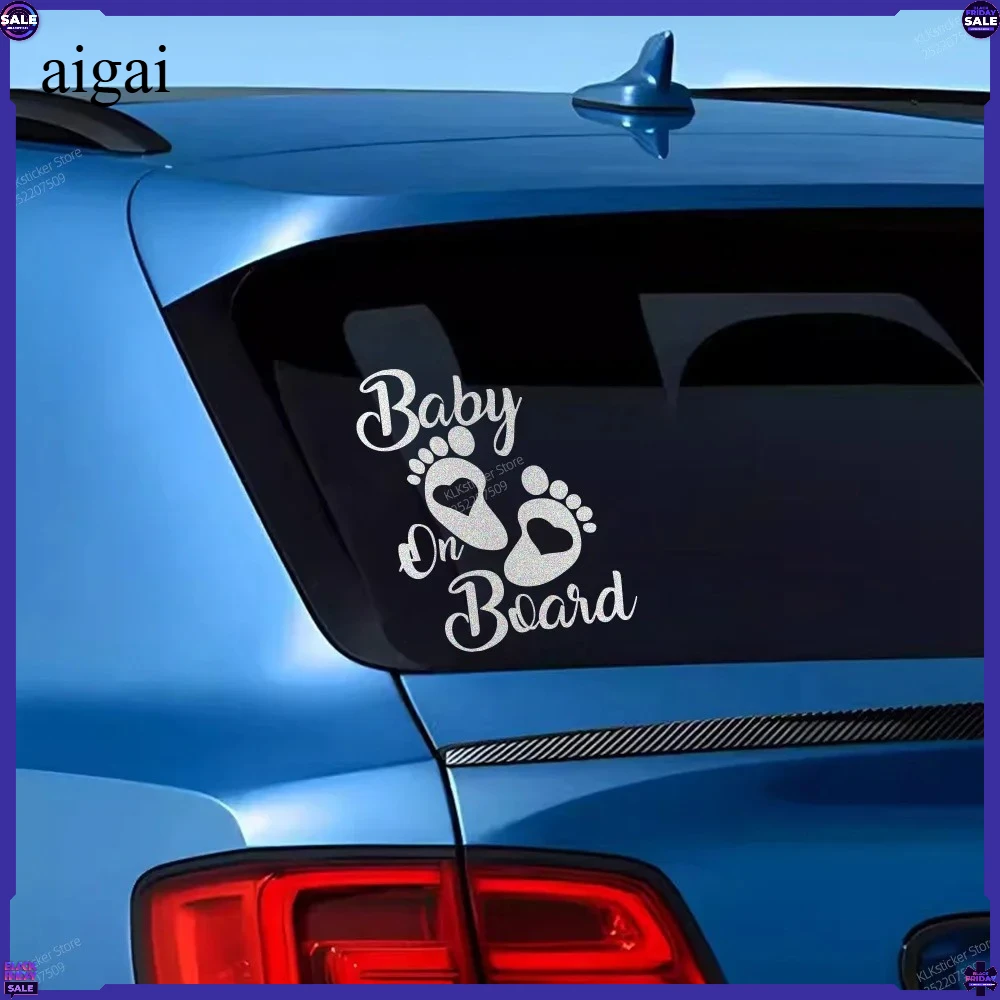Baby on Board Warnning Reflective Sticker Cute Foot Step Decoration Car Window Windshield Auto Safety Caution Protection Decal