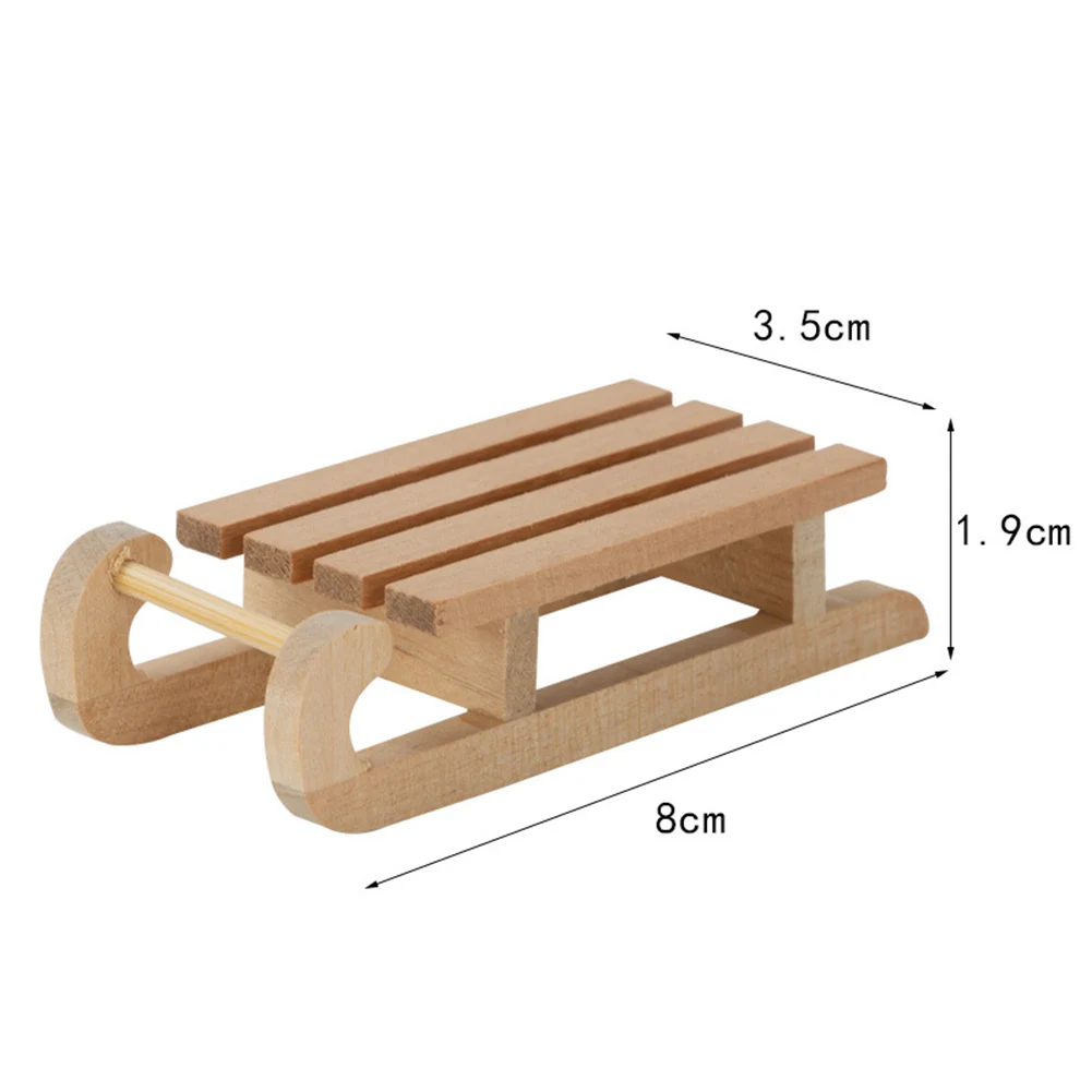 Мини-имитация снежных санчаний, украшение, рождественский подарок, 1/12, деревянные сани, супер мини 8 см, снежные санки для кукольного дома, настольного домашнего декора