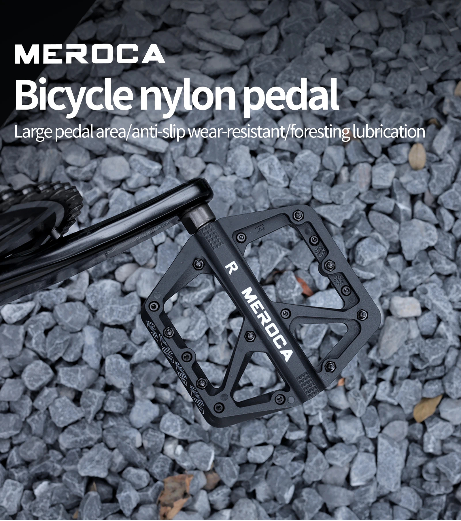 MEROCA Nylon-Fahrradpedale, ultraleichte Dichtungslager, Mountainbike, Rennrad, flache Plattform, wasserdichte Fahrradpedale, rutschfeste Teile – Detail 1