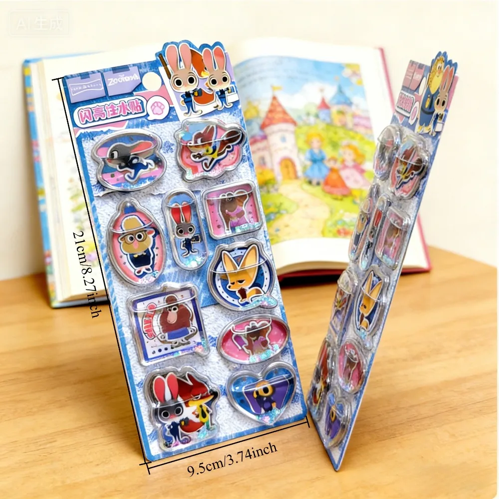 NEW Zootopia 3D Shake Stickers DIY Nick Notebook Album Diary Handbook Decorations Cute Judy Anime Stationery for School Students