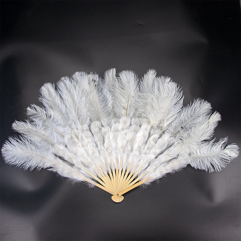 Small Ostrich Feather and Goose Feather Floating Feather Fan Belly Dance Bar Performance Concert Prop