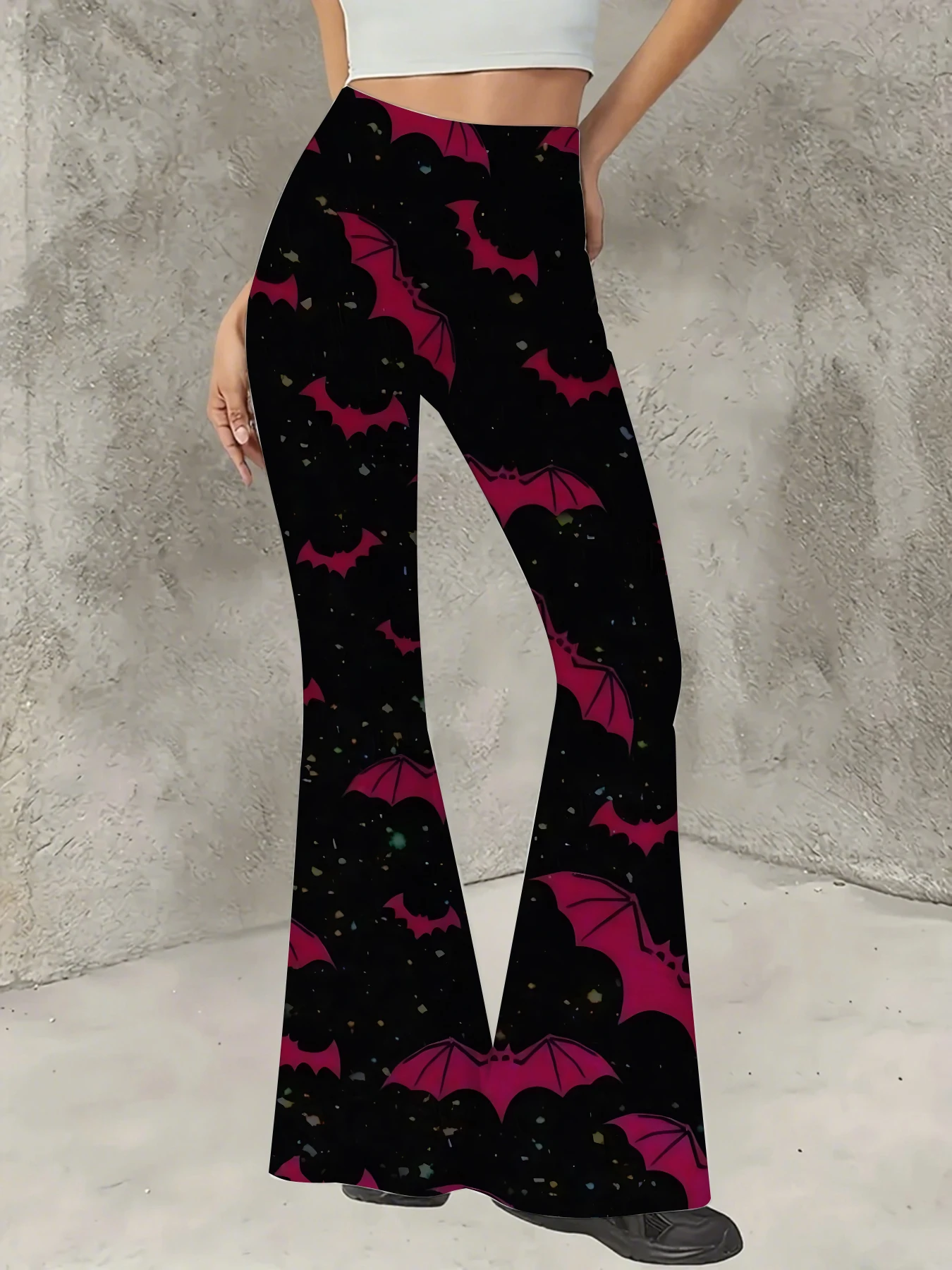 

Women's Printed Flare Pants Y2K High Waist Bell Bottom Trousers Streetwear