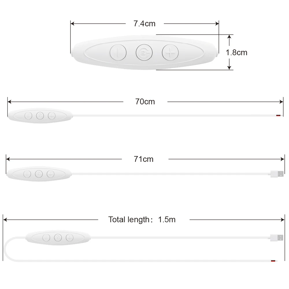Home 12V 24V 6A Dimmer LED Light Strip Controller Button Switch Bulb COB Wall Mounted 1.5M USB Plug