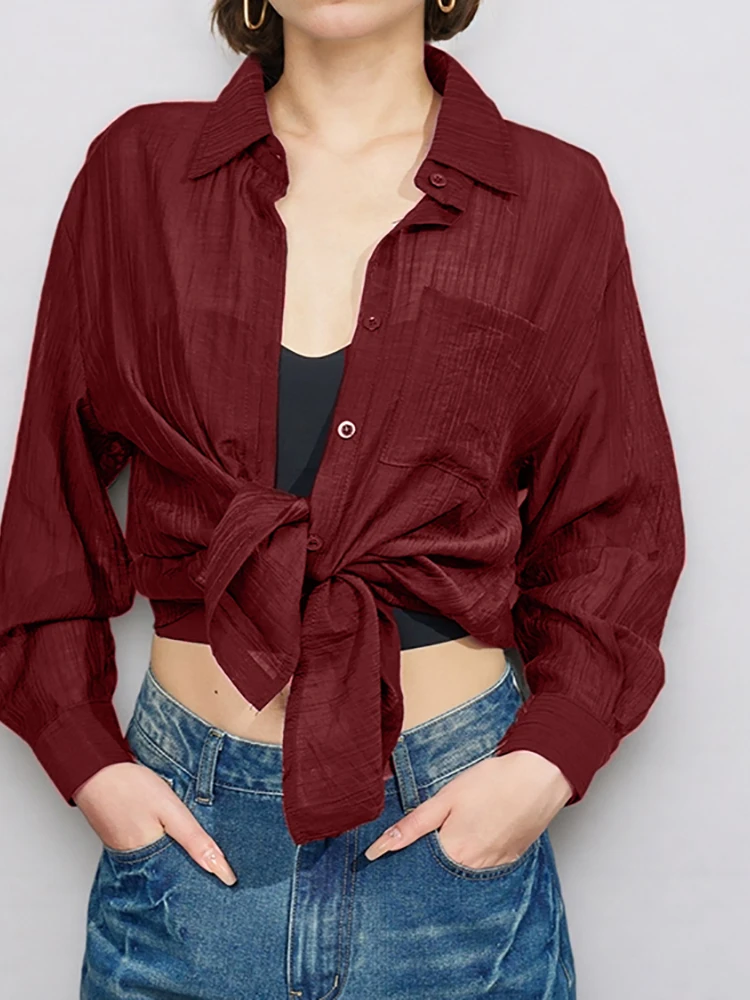 HELIAR Camicia cardigan da donna con bottoni Manica lunga Colletto rovesciato Camicetta tinta unita Protezione solare Capispalla Top casual