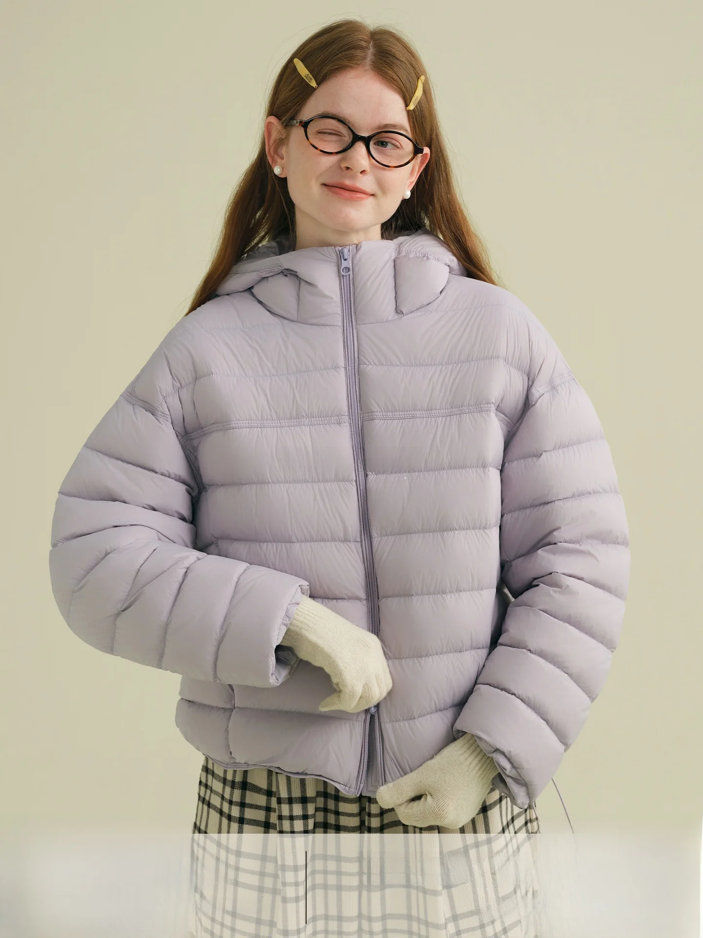 

Rina Berry Warm ort Puffer Jaet with Hood Basic Versatile Purple Taro Casual Sle Women's down Coat Warmth Guaranteed