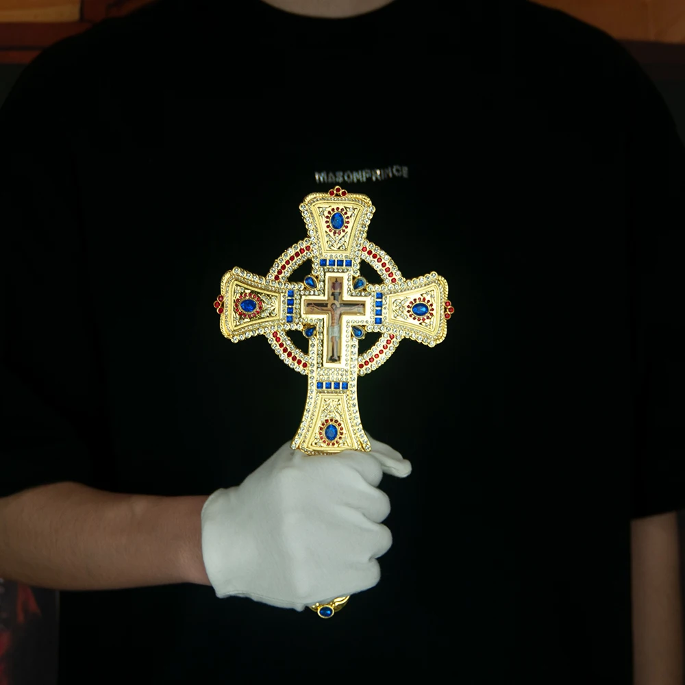 جديد الكنيسة الأرثوذكسية الصليب القس الأب يده الصليب الصلاة مع يسوع الصليب الذهب زراعة كريستال الصليب صندوق ديني هدية