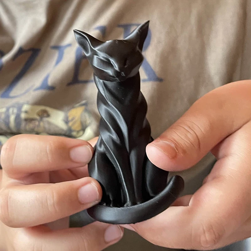 Striped Elegant Cat Resin Figurine Statue, Indoor & Outdoor Decor Ornament for Desk and Bookshelf Display