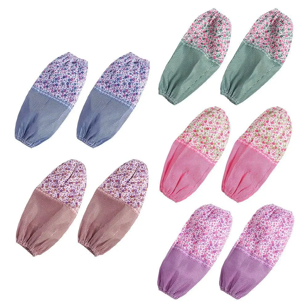 

1 Pair Waterproof Striped Floral Oversleeves Antifouling Dustproof Arm Cover Sunscreen Dirt Resistant Women's Sleeves Housework