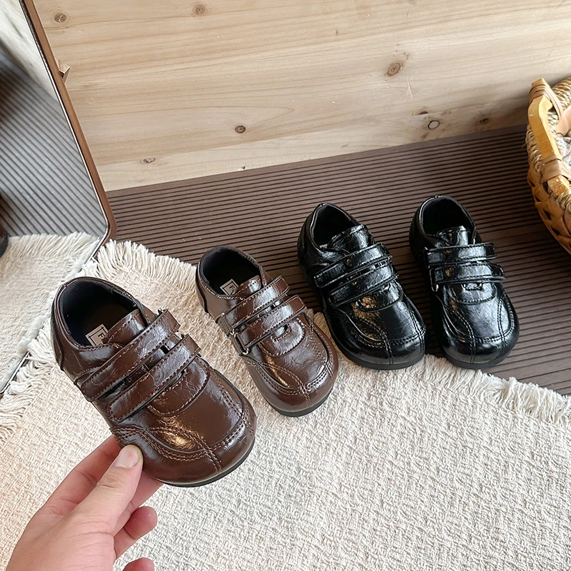 Kids School Uniform Shoes Hook‑Loop Boys Girls Loafers Soft Sole Non‑slip Children Casual Flats Shoes Spring Autumn New
