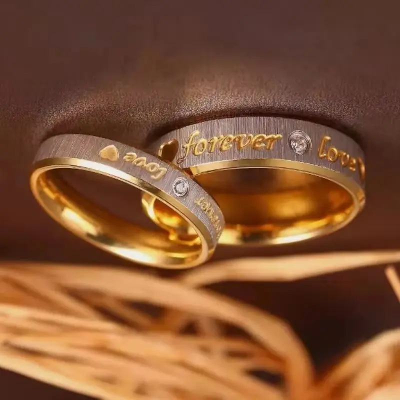 

2026 New Stainless Steel Exquisite Couple Ring Gemmed With Diamonds For Women Men Jewelry Accessories Wholesale Size 6-12