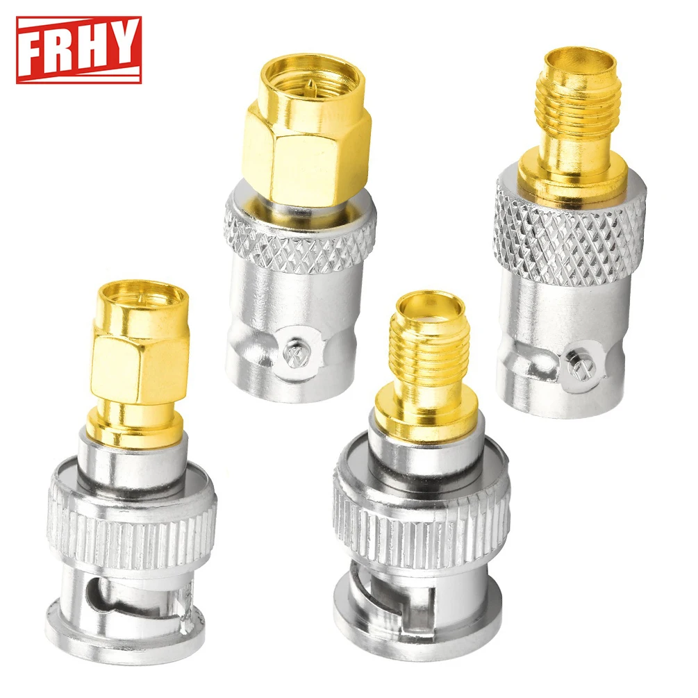 SMA to BNC Adapter Kit 4-Pack 50 Ohm Low Loss RF Coaxial Brass Gold Plated Compatible for Ham Radio Antenna Wireless LAN SDR