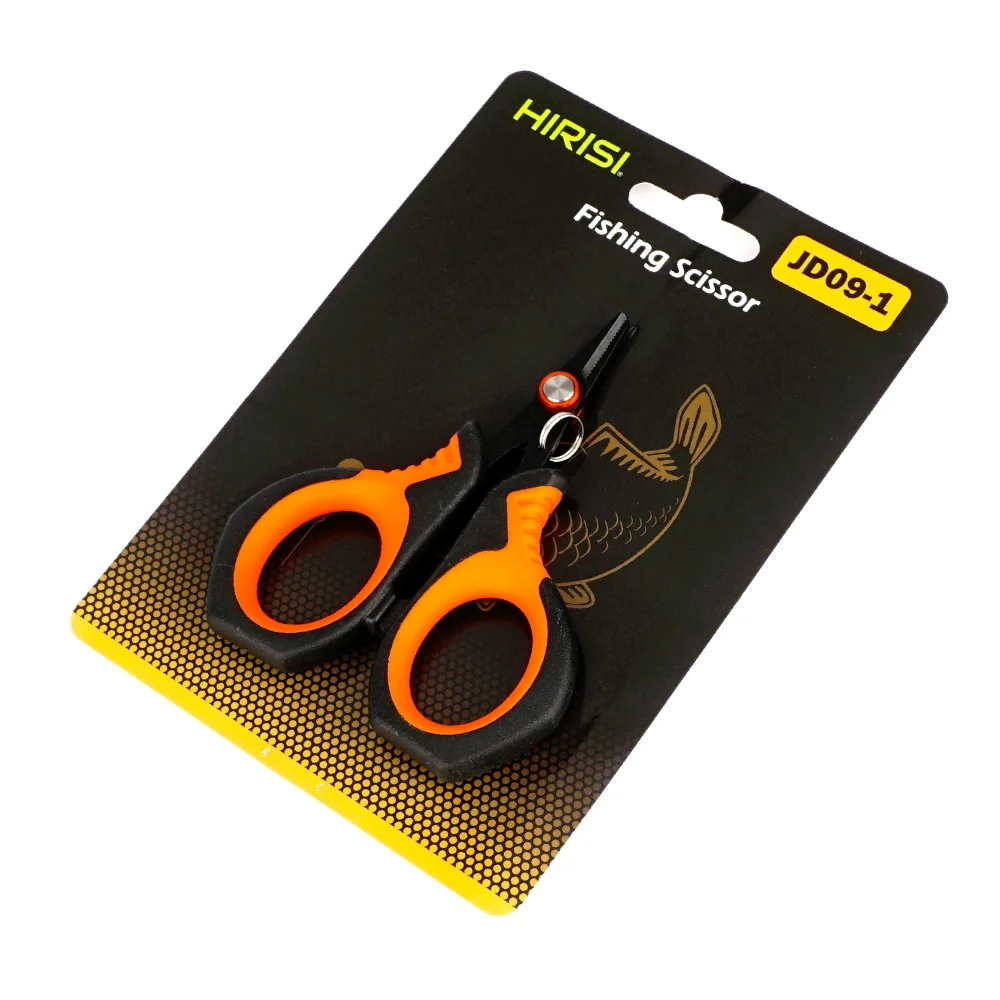 Hirisi Gevlochten Lijn Schaar Roestvrij Staal Titanium Coating Gekartelde Rand Antislip Handvat PE Lijn Cutter Karpervissen Tool JD09
