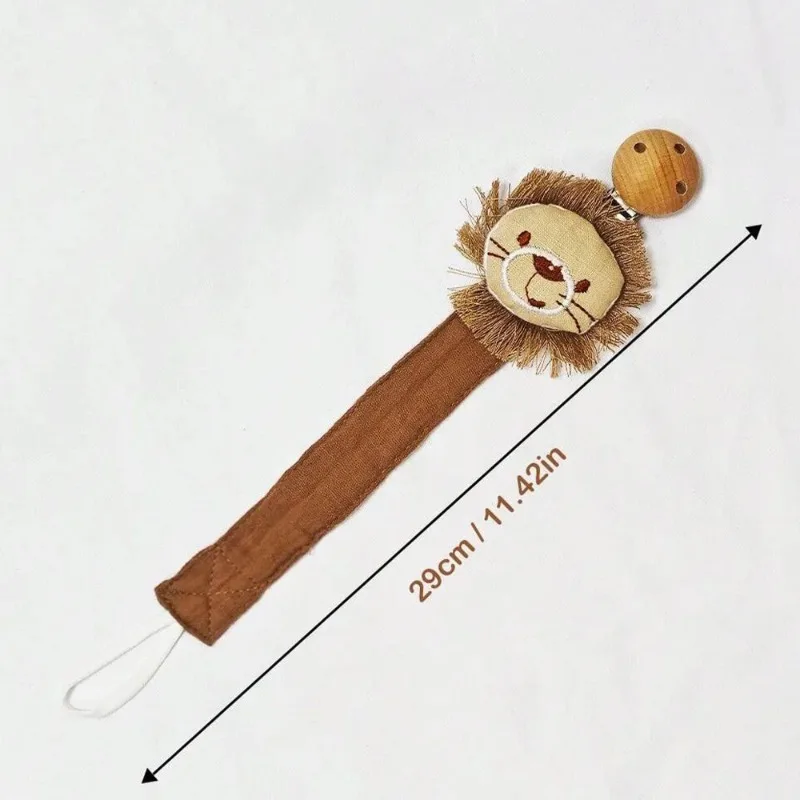 1 قطعة مشبك لهاية الطفل ، سلسلة لهاية الحيوانات الخشبية لحديثي الولادة من القطن ، حامل دمية مهديء الحلمة مادة صديقة للبيئة #6