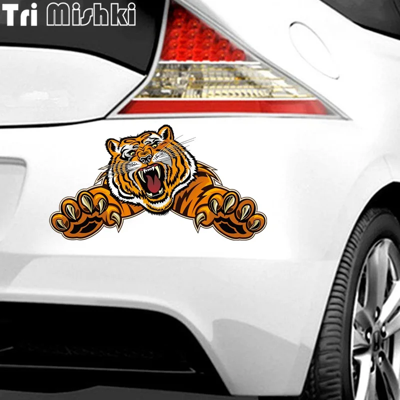 Tri mishki W1206 Jump Tiger Car Sticker PVC Decals Motorcycle Accessories Sticker on Car Truck Bumper Laptop Fridge Wall