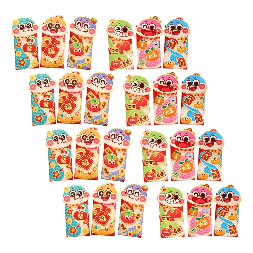 

24 Pcs New Year Red Envelope Chinese Pocket Li Xi Hong Bao Envelopes Snake Style