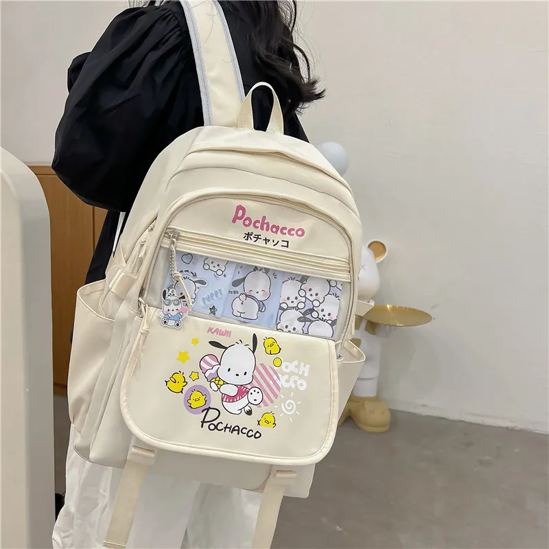 

Sanrioed Anime Pochacco Large Capacity Backpack Cute Children Schoolbag Cartoon Student Stationery Shoulder Bag Gift for Friend
