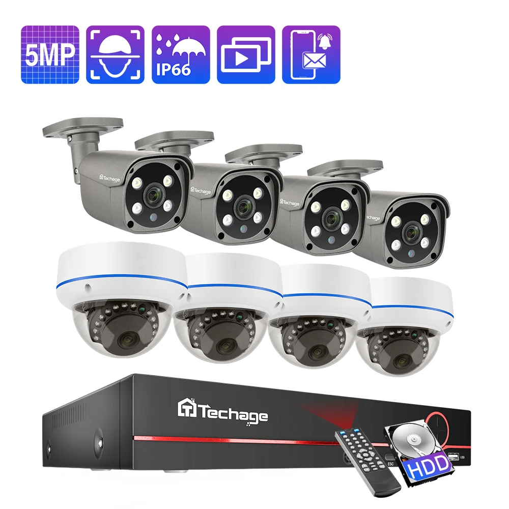 

Techage H.265 8CH 5MP POE Camera System Smart AI Face Human Detected CCTV Video Surveillance Kit Home Security Remote Access P2P