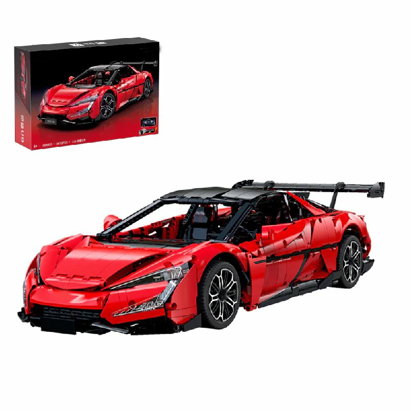 3671-teiliger Technik-Bausatz U9 Roter Supersportwagen im Maßstab 1:8, Ferngesteuertes Rennauto, Bausatz für Jungen und Erwachsene, Sammlerstück, Sportwagen-Hobby, Ideales Geburtstags-, Feiertags- und