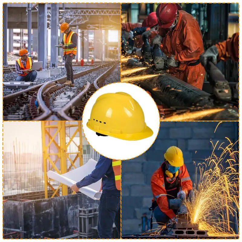 Construction Hat For Men Vented Protective Hard Hat Cool Adjustable Head Protector Smash Absorbing Head Protection For Outdoor