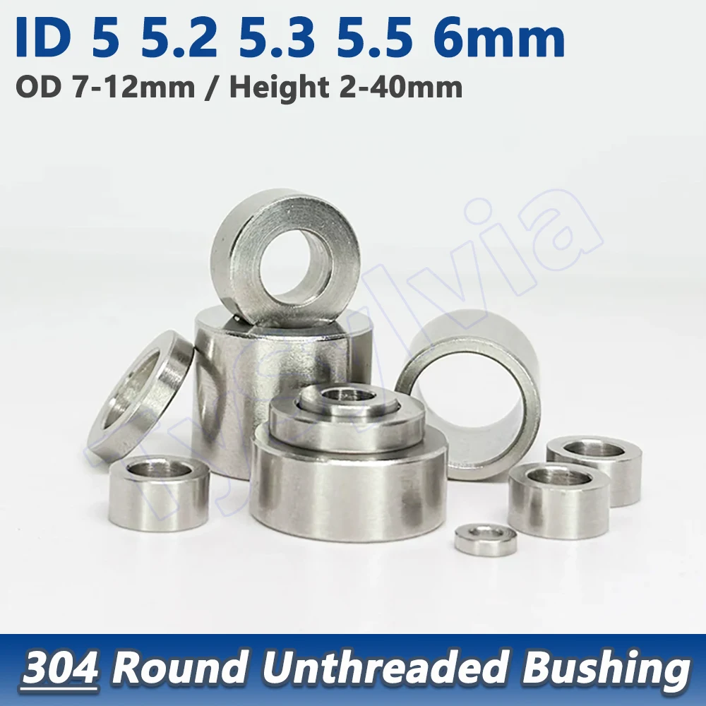 

304 Stainless Steel Bushing Unthreaded Spacer M5-M6 Round Washer Gasket Hollow Standoff Sleeve OD 7mm-12mm
