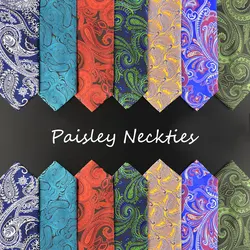 Paisley Colorful Mens Neckties Gray Green Blue Fashion Wedding Acceossories Classic Dress