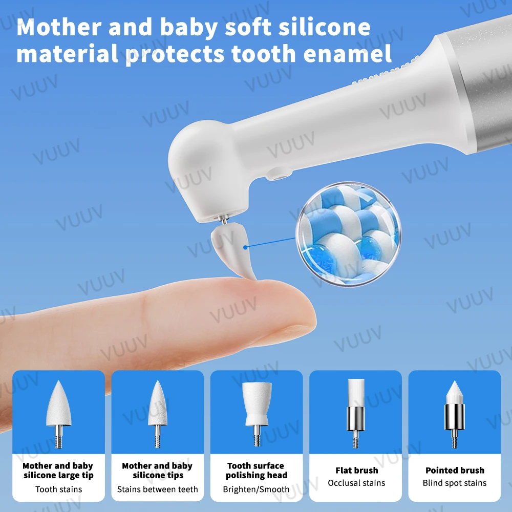 VUUV Electric Tooth Polisher Dental Scaler Multifunctional Stains Plaque Tartar Remover 5in1 Toothbrush Adult Tooth Cleaner image 4