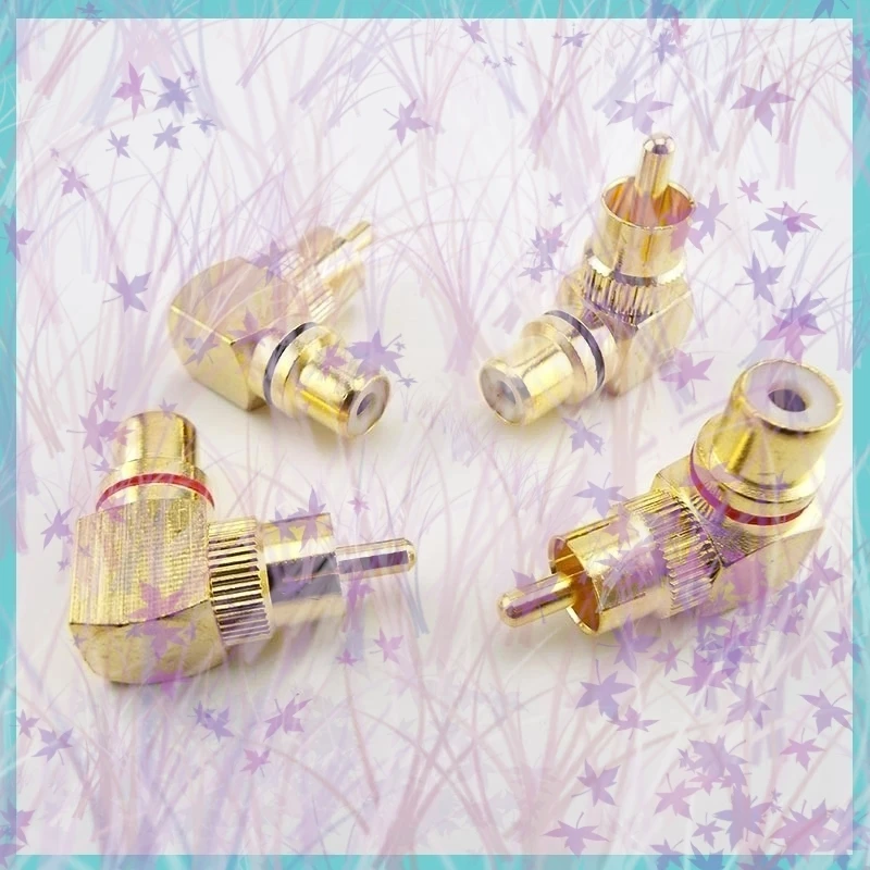 2/4/6 قطعة RCA الزاوية اليمنى ذكر إلى موصل سالب 90 درجة محولات القابس L نوع F tO M موصلات الصوت النحاس مطلية بالذهب C4 #5