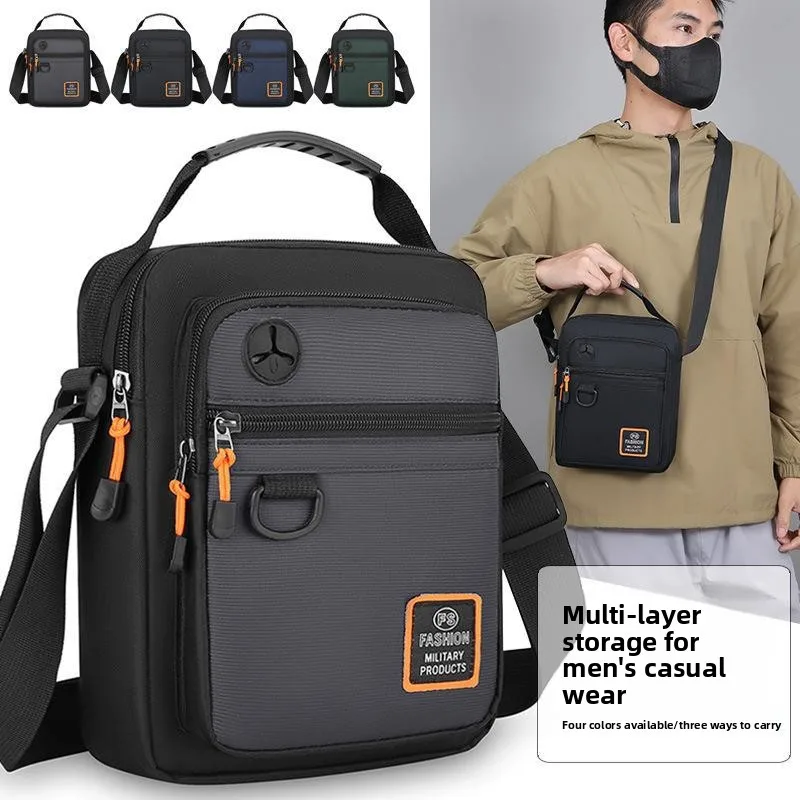 

Busin Travel Men's Single oulder Bag Ox Cloth Casual Large Capaci Multi-layer Handbag Durable Anti-wear Slant Ba