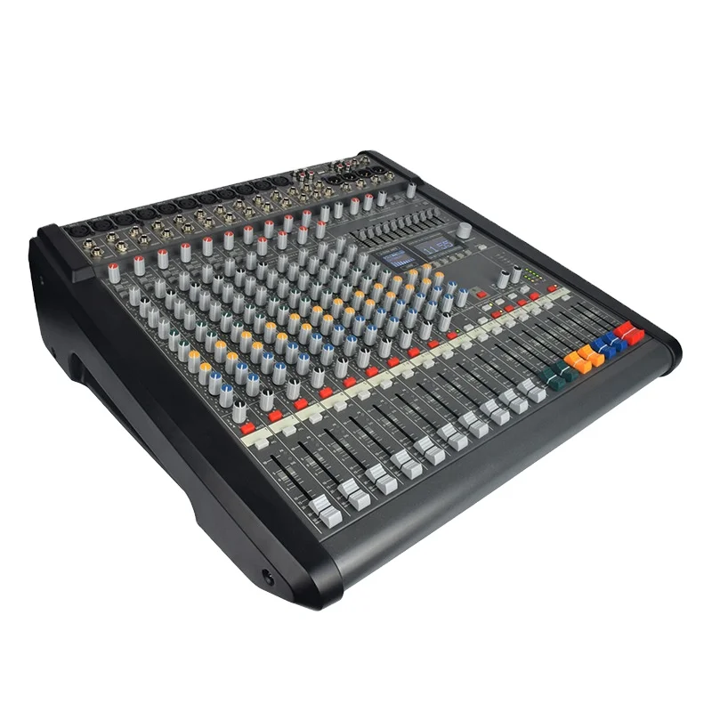 Professional S-1200 12 Channel Powered Audio Mixer 320 DSP Bluetooth 5 USB Record 48V Phantom Power Stage KTV