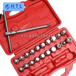 22Pcs Olie Afvoerpijp Plug Socket Set Schroeven Removal Tool Driehoek Vierkante Hexagon T-Bar Remover Mouwen Speciale gereedschap