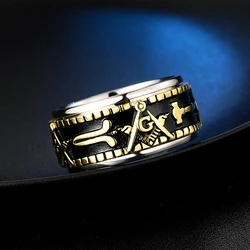 Fashion Stainless Steel Freemason AG Signet Ring For Men Women Punk Biker Masonic Rotating Rings Amulet Jewelry Gift Wholesale