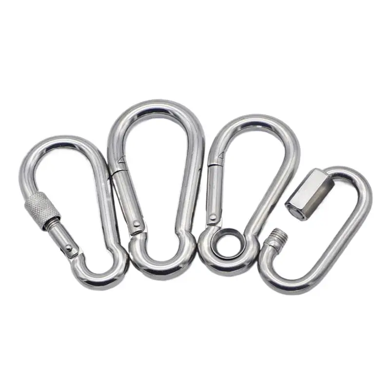 Stainless steel m4/5/6/8-m13 carabiner quick hanging elastic buckle connection hook spring hook insurance buckle chain