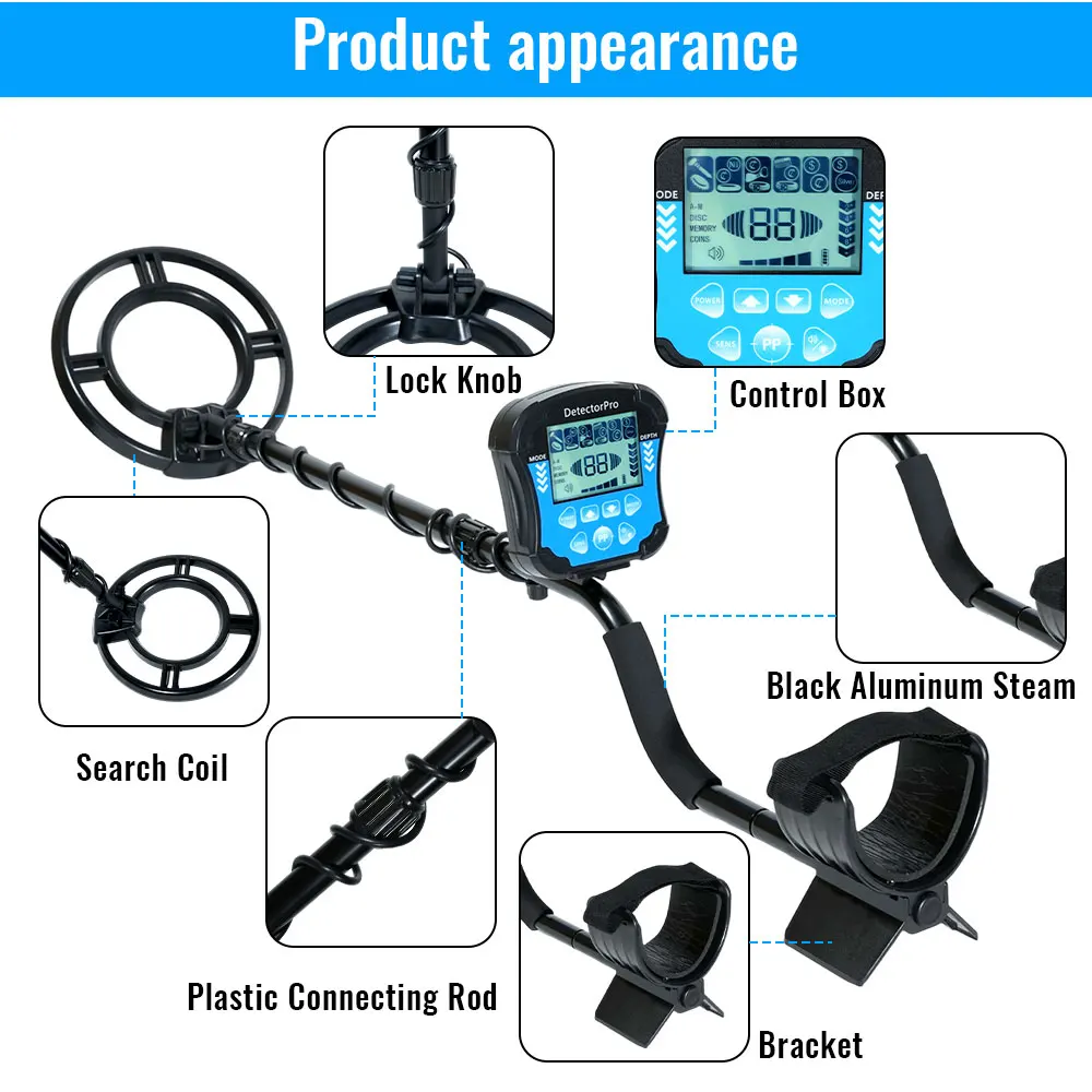 

Professional Metal Detector MD8010 Underground Gold Detector High Accuracy Metal Finder Waterproof Search Coil Seeker Treasure