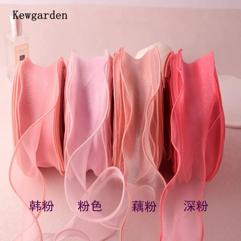 30 Yards Organza Ribbon for DIY Hair Bow Accessories Gift Flower Wrapping and Florist Use with Wavy Edge