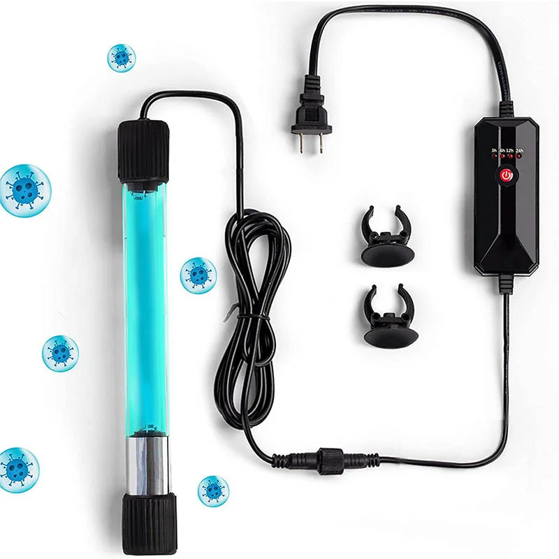 Aquarium Clean Light with Timer Algae Clear Mini UV Sterilization Sanitizer Water Treatment Lamp Sump Pond Filter For Fish Tank
