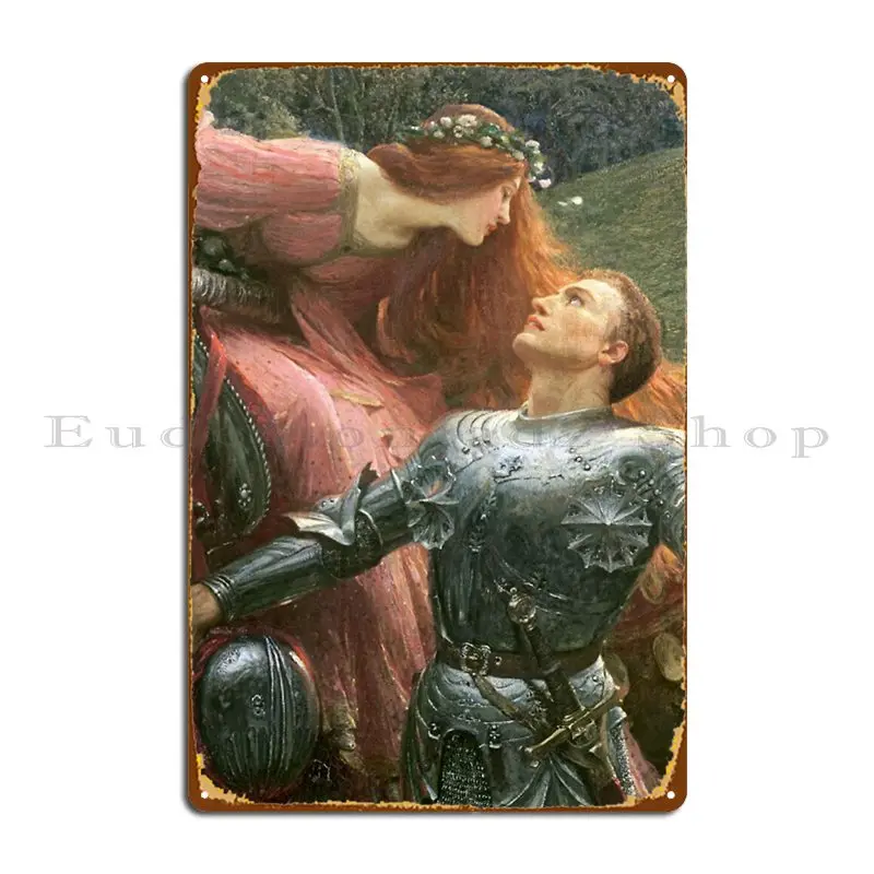 La Belle Dame Sans Merci Frank Bernard Dicksee Cropped Metal Plaque Designing Designing Garage Cinema Wall Mural Tin Sign Poster