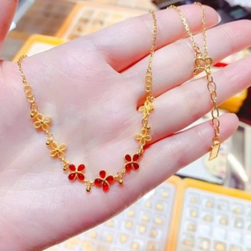 

Korean Version Alluvial Gold Lucky Grass Niche Design Simple Temperament Versatile Lucky Grass Fashion Jewelry Ladies' Necklace