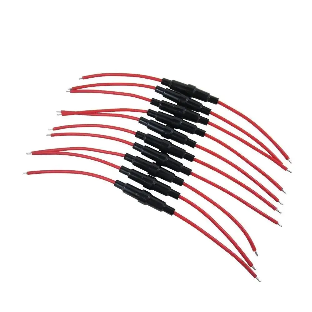 1/10Pcs New 250V Glass Fuse Holder with 20AWG Wire Cable 5*20mm 6*30mm Fuse Casing Fuses Boxes Screw Type 5X20mm Fuse Tube